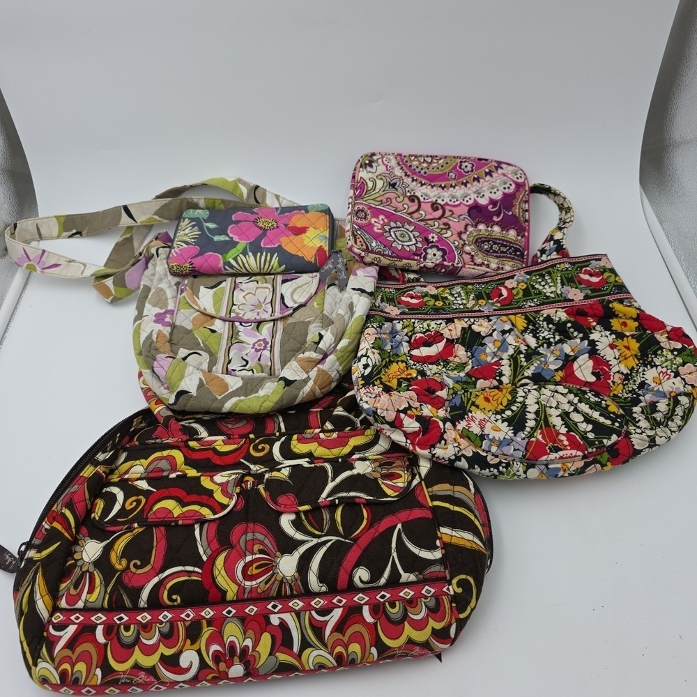 Vera Bradley Quilted Floral Shoulder Bags Lot Of 5 Zipper Closure